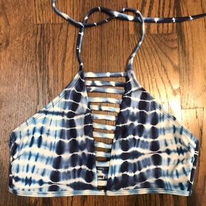 Blue Tiedye Halter Bikini Top
